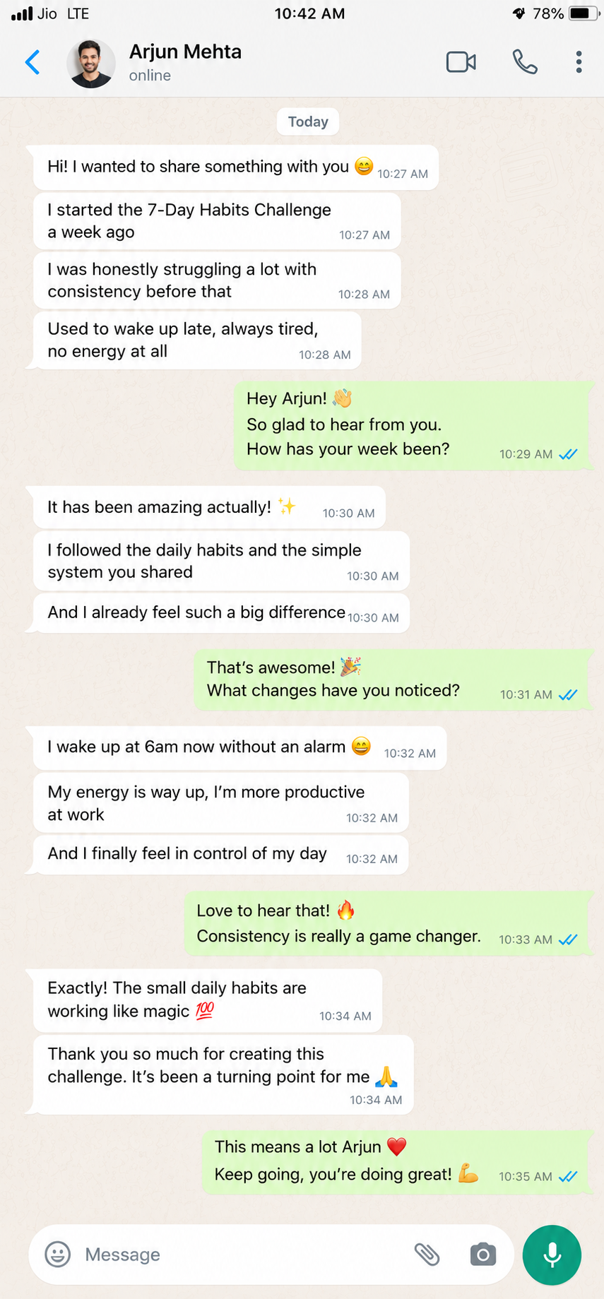 WhatsApp testimonial